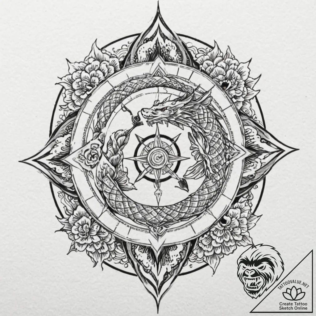 Compass rose (is there as wind rose, but can... - tattoo sketch (№1751087510_0, 28.06.2025 05:11) — tattoovalue.net