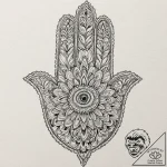 Hamsa, tattoo drawing outline, studio lightin… – tattoo sketch (№1751088419_0, 28.06.2025 05:26) — tattoovalue.net