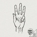 A minimalist tattoo of the vulcan salute, “li… – tattoo sketch (№1751088771_0, 28.06.2025 05:32) — tattoovalue.net