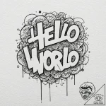 A “hello world” in code font, concept art for… – tattoo sketch (№1751088886_0, 28.06.2025 05:34) — tattoovalue.net