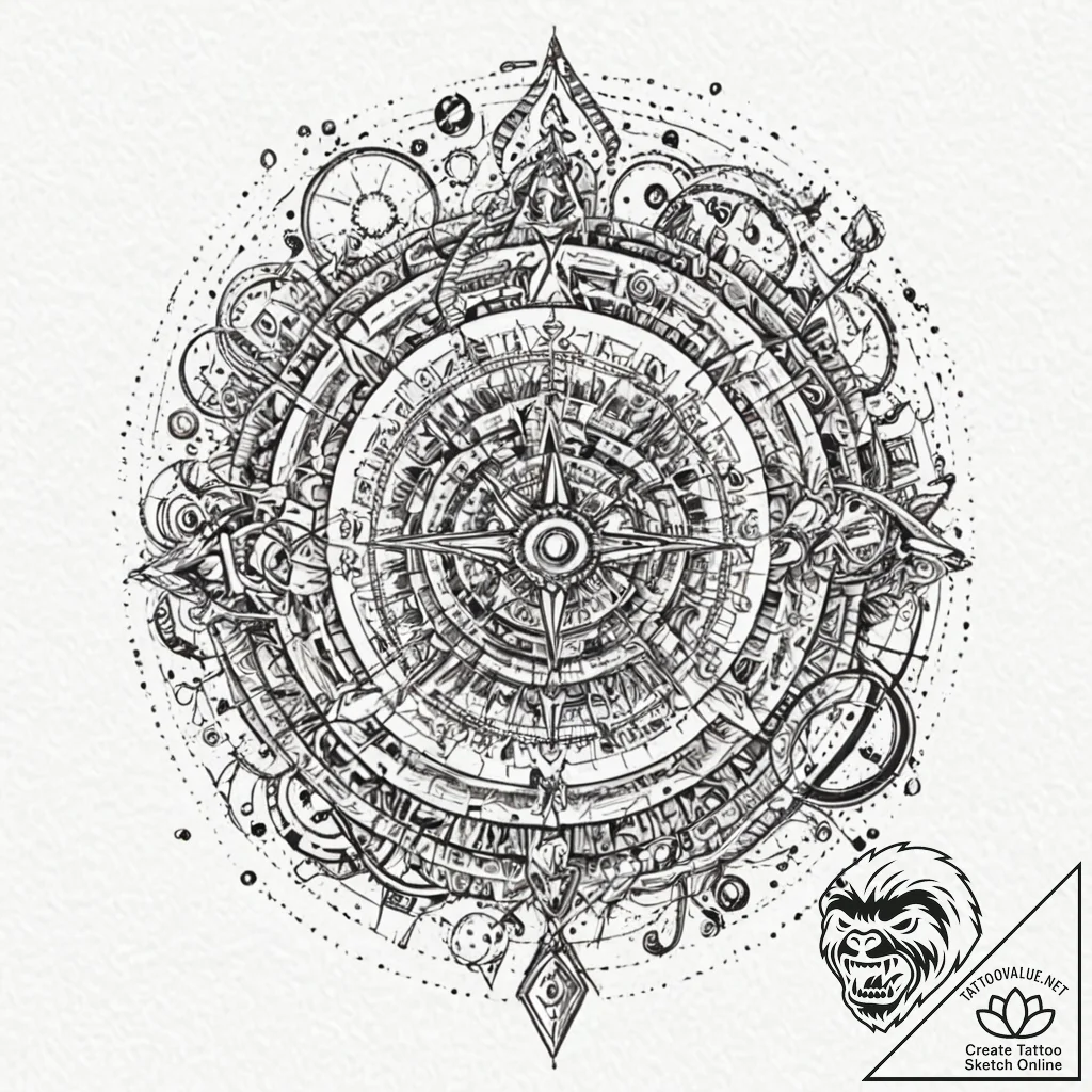 A trash polka composition of the various clue... - tattoo sketch (№1751089193_0, 28.06.2025 05:39) — tattoovalue.net
