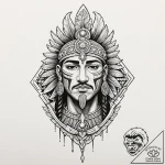 A graphic novel panel of the “aztec dubstep”… – tattoo sketch (№1751089378_0, 28.06.2025 05:42) — tattoovalue.net