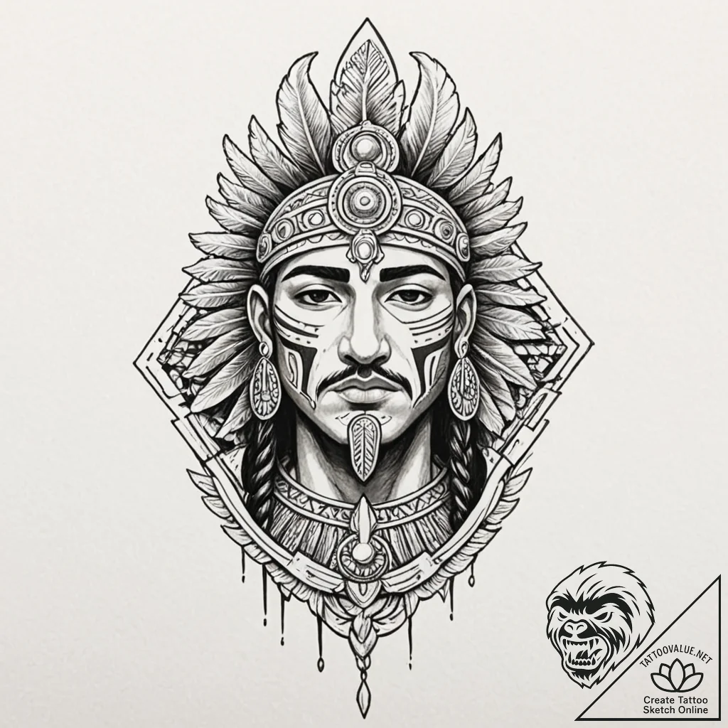 A graphic novel panel of the "aztec dubstep"... - tattoo sketch (№1751089378_0, 28.06.2025 05:42) — tattoovalue.net