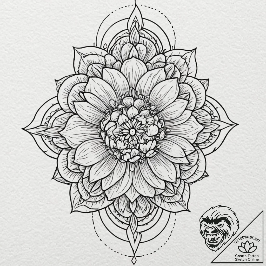 Carnation, ink illustration for tattoo, black... - tattoo sketch (№1751089989_0, 28.06.2025 05:53) — tattoovalue.net