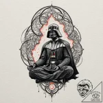 Watercolor sketch of darth vader meditating,… – tattoo sketch (№1751090105_0, 28.06.2025 05:55) — tattoovalue.net