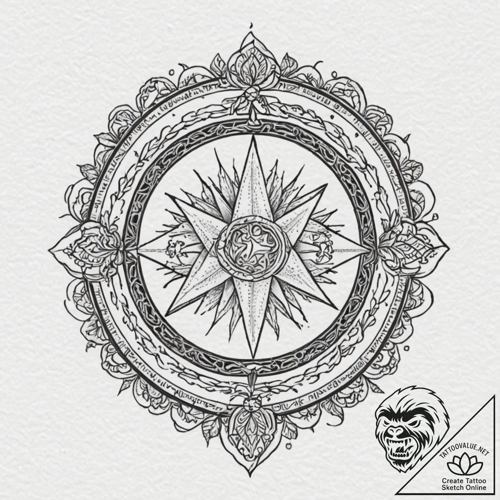 Grimoire (spellbook) with arcane symbols, tat... - tattoo sketch (№1751091002_0, 28.06.2025 06:10) — tattoovalue.net