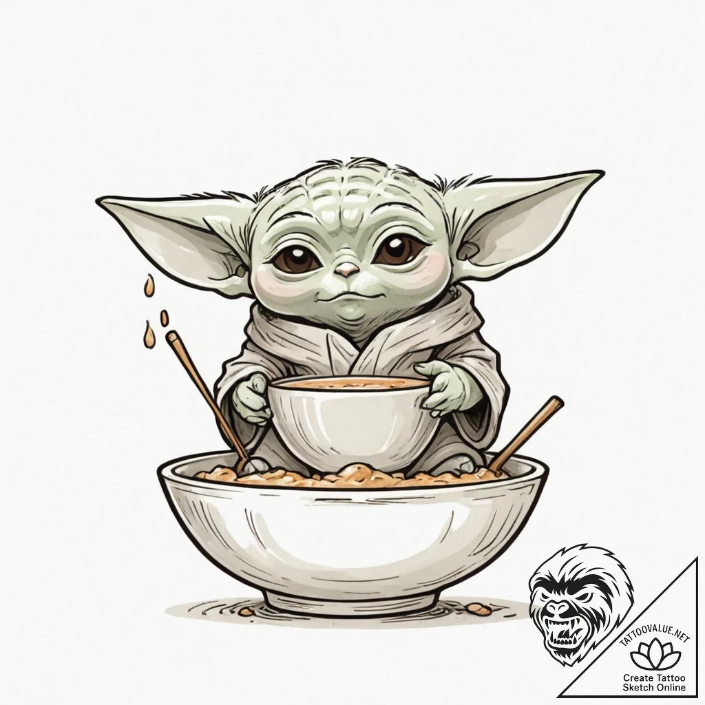 12. sketch style design of grogu (baby yoda)... - tattoo sketch (№1751091186_0, 28.06.2025 06:13) — tattoovalue.net