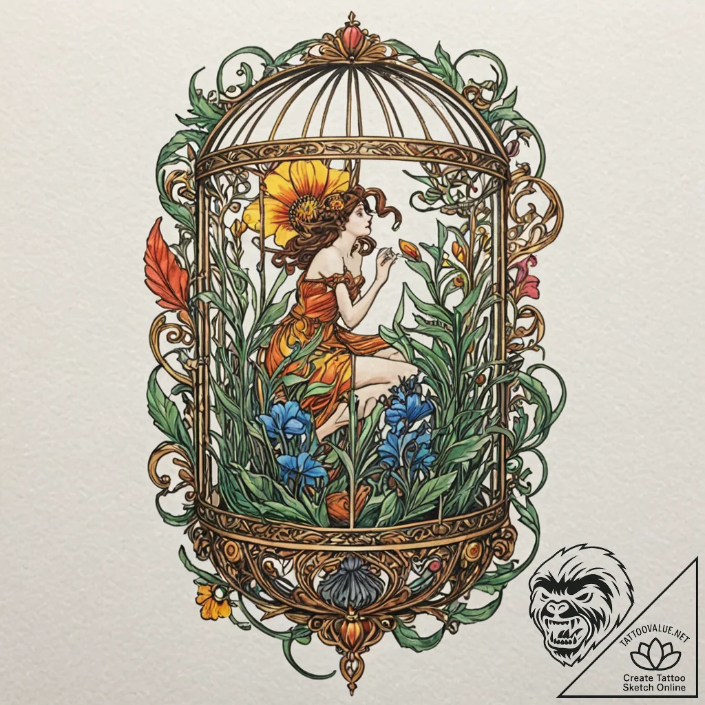 A sketch of the glass cage from you,, artisti... - tattoo sketch (№1751093082_0, 28.06.2025 06:44) — tattoovalue.net