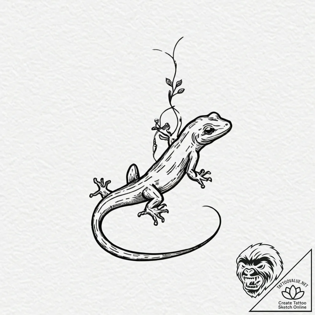 Salamander, tattoo flash sheet design, on whi... - tattoo sketch (№1751093635_0, 28.06.2025 06:53) — tattoovalue.net