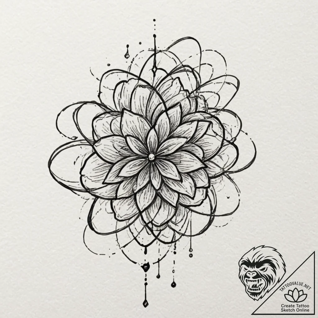 Unalome, artistic tattoo sketch, dynamic comp... - tattoo sketch (№1751093739_0, 28.06.2025 06:55) — tattoovalue.net