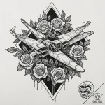 Neo-traditional tattoo of an x-wing fighter,… – tattoo sketch (№1751094396_0, 28.06.2025 07:06) — tattoovalue.net