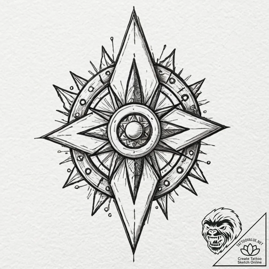 A neo-traditional design of the shuriken-like... - tattoo sketch (№1751094878_0, 28.06.2025 07:14) — tattoovalue.net