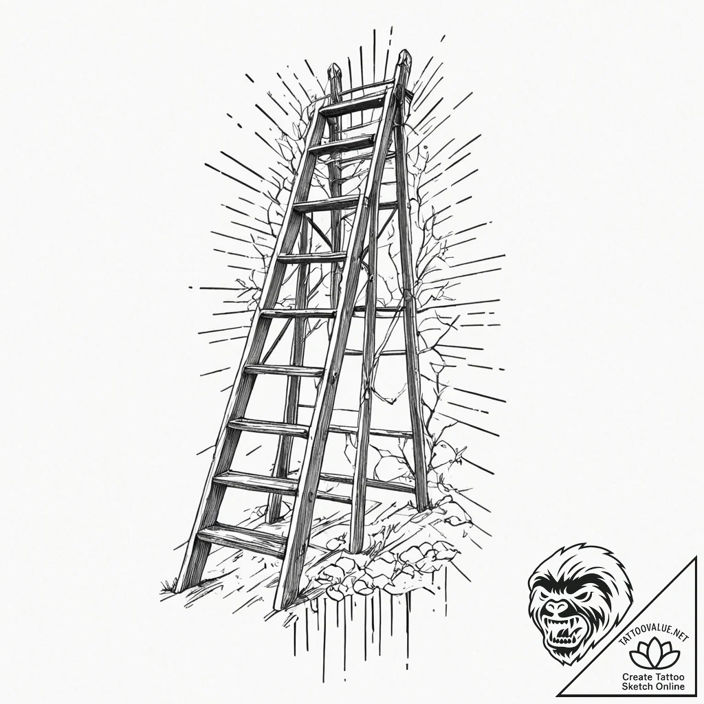 Ladder, concept art for tattoo, moderately de... - tattoo sketch (№1751095062_0, 28.06.2025 07:17) — tattoovalue.net