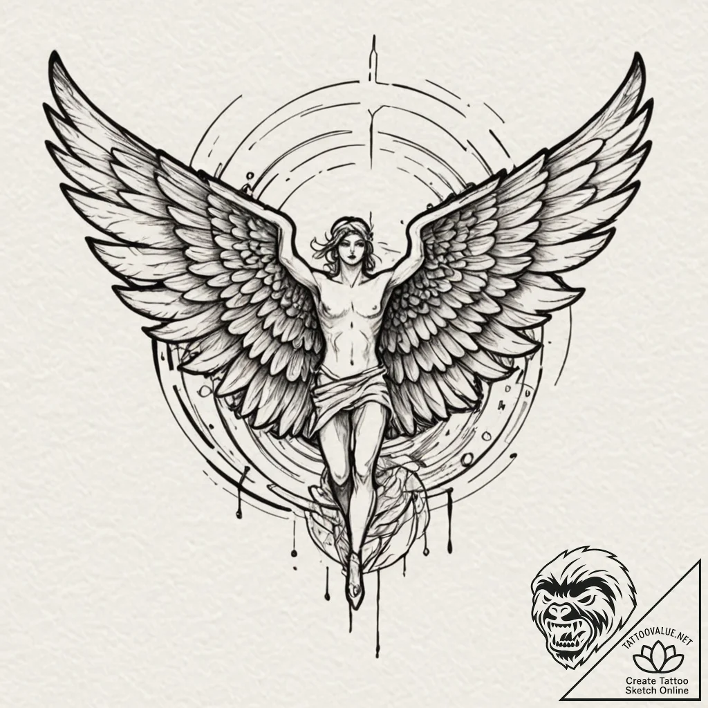 Hermes' wings, artistic tattoo sketch, master... - tattoo sketch (№1751095247_0, 28.06.2025 07:20) — tattoovalue.net