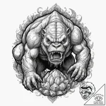 43. a sketch of a rancor, monstrous and power… – tattoo sketch (№1751095734_0, 28.06.2025 07:28) — tattoovalue.net