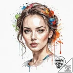 Face, concept art for tattoo, on white paper,… – tattoo sketch (№1751096103_0, 28.06.2025 07:35) — tattoovalue.net