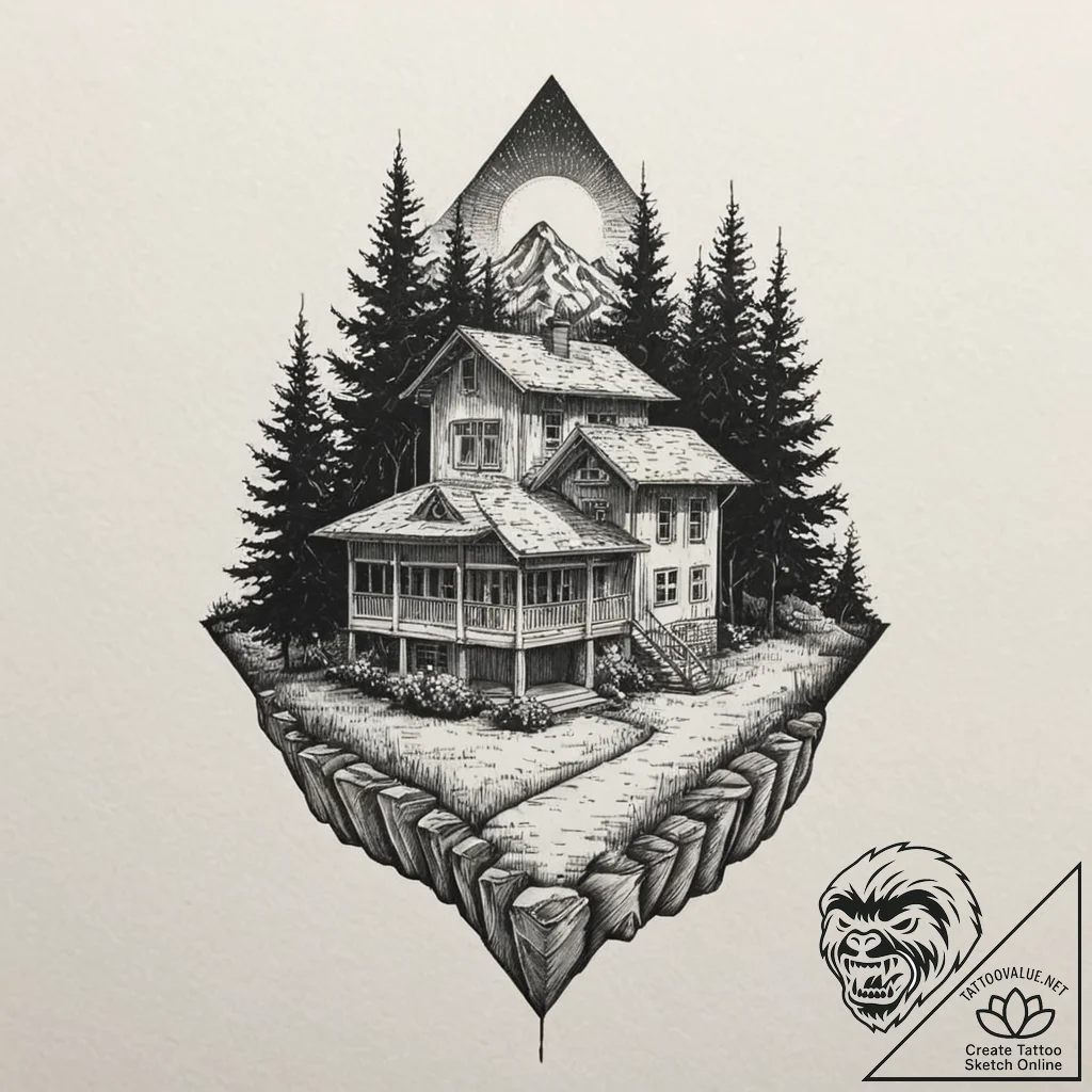 бумажный дом (money heist / la casa de papel)... - tattoo sketch (№1751096287_0, 28.06.2025 07:38) — tattoovalue.net