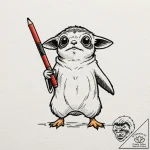 Neo-traditional tattoo of a porg, cute and co… – tattoo sketch (№1751096471_0, 28.06.2025 07:41) — tattoovalue.net