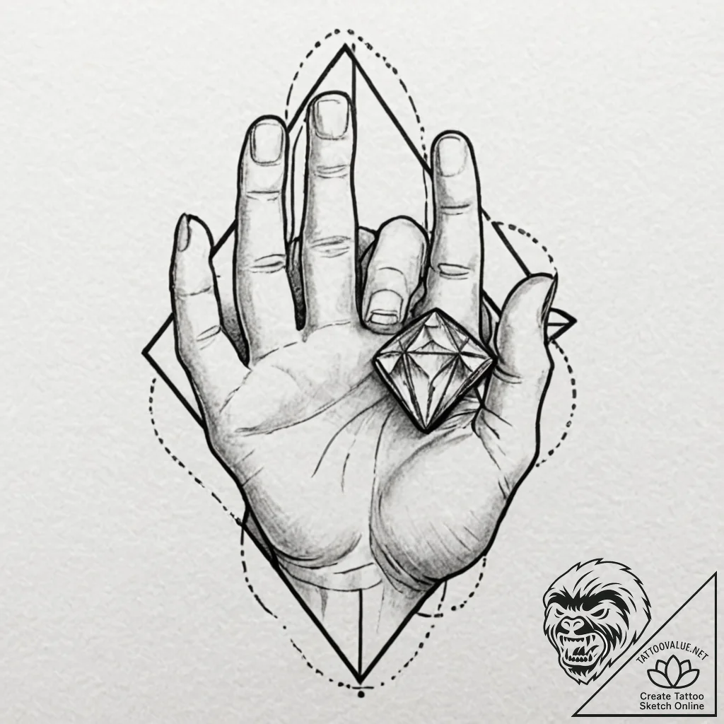 A linework tattoo design of the "four-fingere... - tattoo sketch (№1751096840_0, 28.06.2025 07:47) — tattoovalue.net