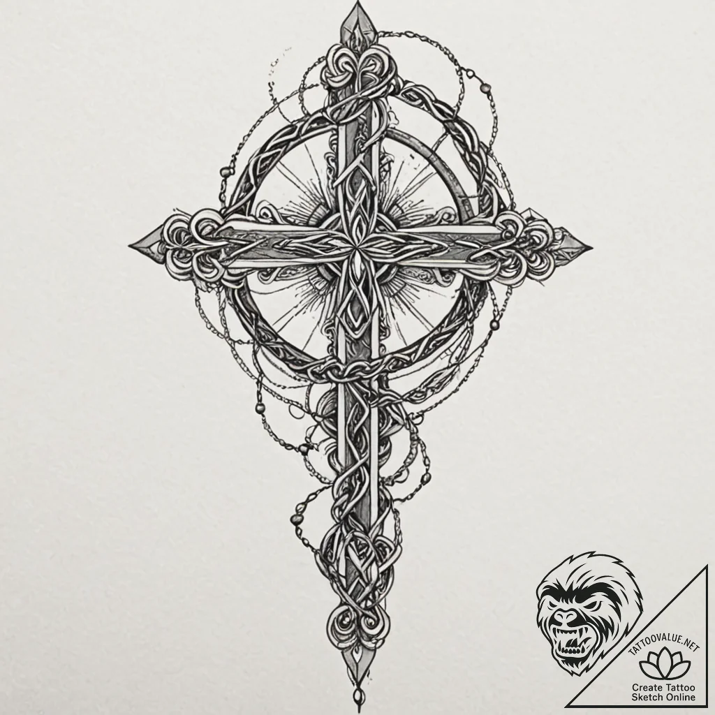 A broken chain, tattoo line art, black and gr... - tattoo sketch (№1751097024_0, 28.06.2025 07:50) — tattoovalue.net