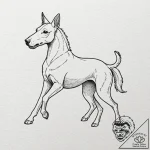 Kelpie, tattoo line art, minimalist approach,… – tattoo sketch (№1751097209_0, 28.06.2025 07:53) — tattoovalue.net