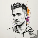 A trash polka portrait of travis bickle from… – tattoo sketch (№1751097935_0, 28.06.2025 08:05) — tattoovalue.net
