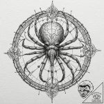 Linework tattoo of a facehugger, minimalist a… – tattoo sketch (№1751098897_0, 28.06.2025 08:21) — tattoovalue.net