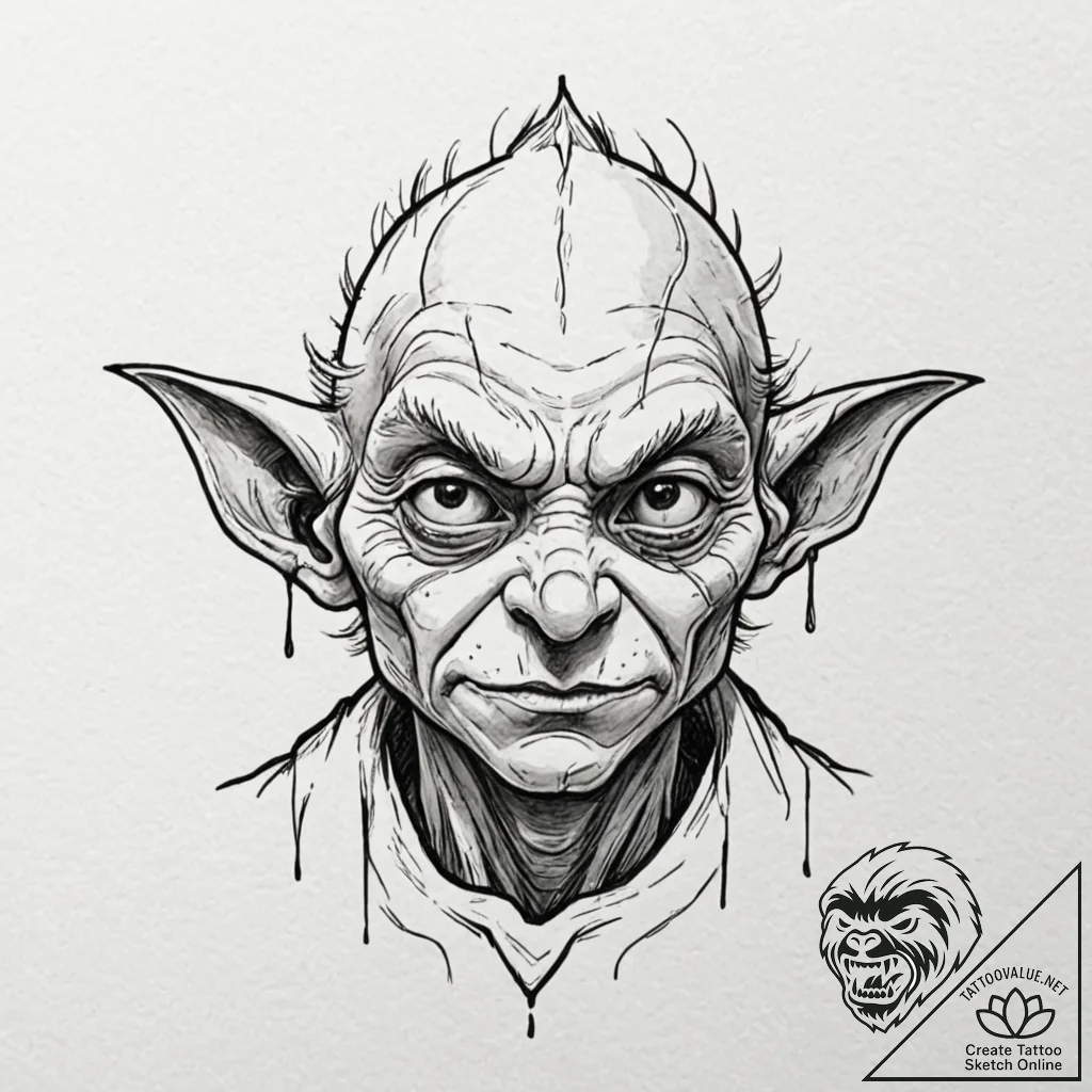 Goblin, artistic tattoo sketch, professional... - tattoo sketch (№1751099082_0, 28.06.2025 08:24) — tattoovalue.net