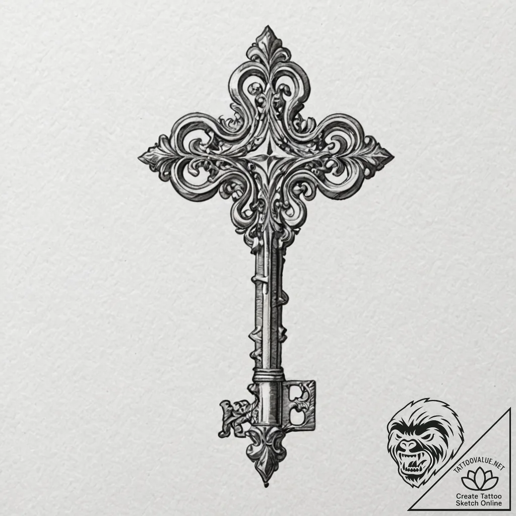 Antique key collection, tattoo drawing outlin... - tattoo sketch (№1751099490_0, 28.06.2025 08:31) — tattoovalue.net