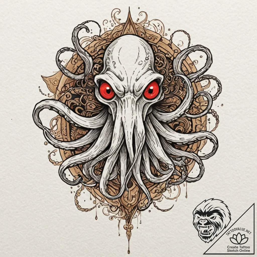 Neo-traditional design of a sentinel (squiddy... - tattoo sketch (№1751099590_0, 28.06.2025 08:33) — tattoovalue.net