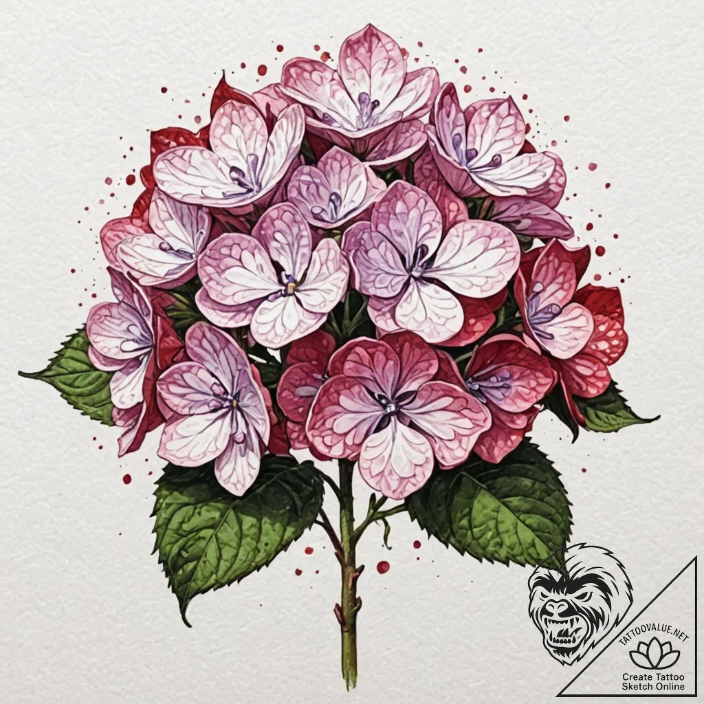 Hydrangea, artistic tattoo sketch, on texture... - tattoo sketch (№1751099702_0, 28.06.2025 08:35) — tattoovalue.net