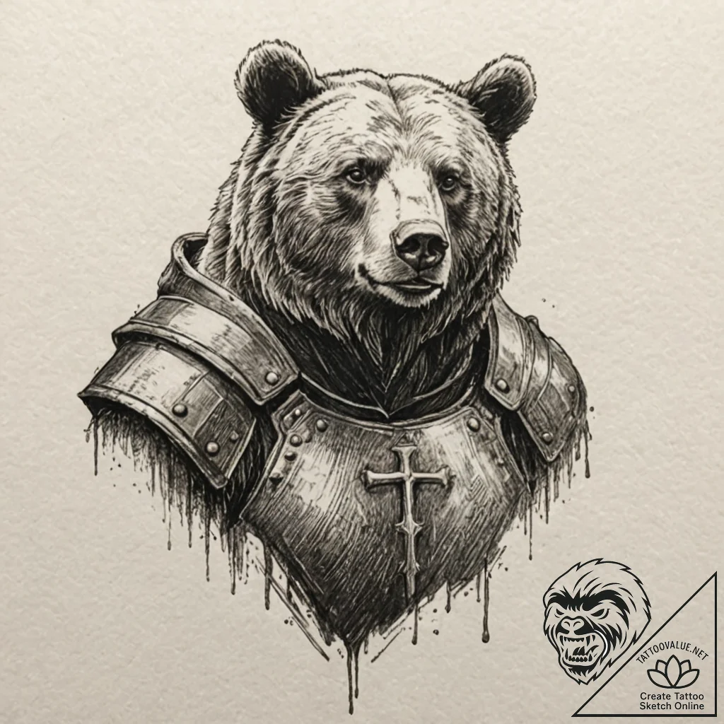 A sketch of an armored bear (panserbjørne) li... - tattoo sketch (№1751100071_0, 28.06.2025 08:41) — tattoovalue.net