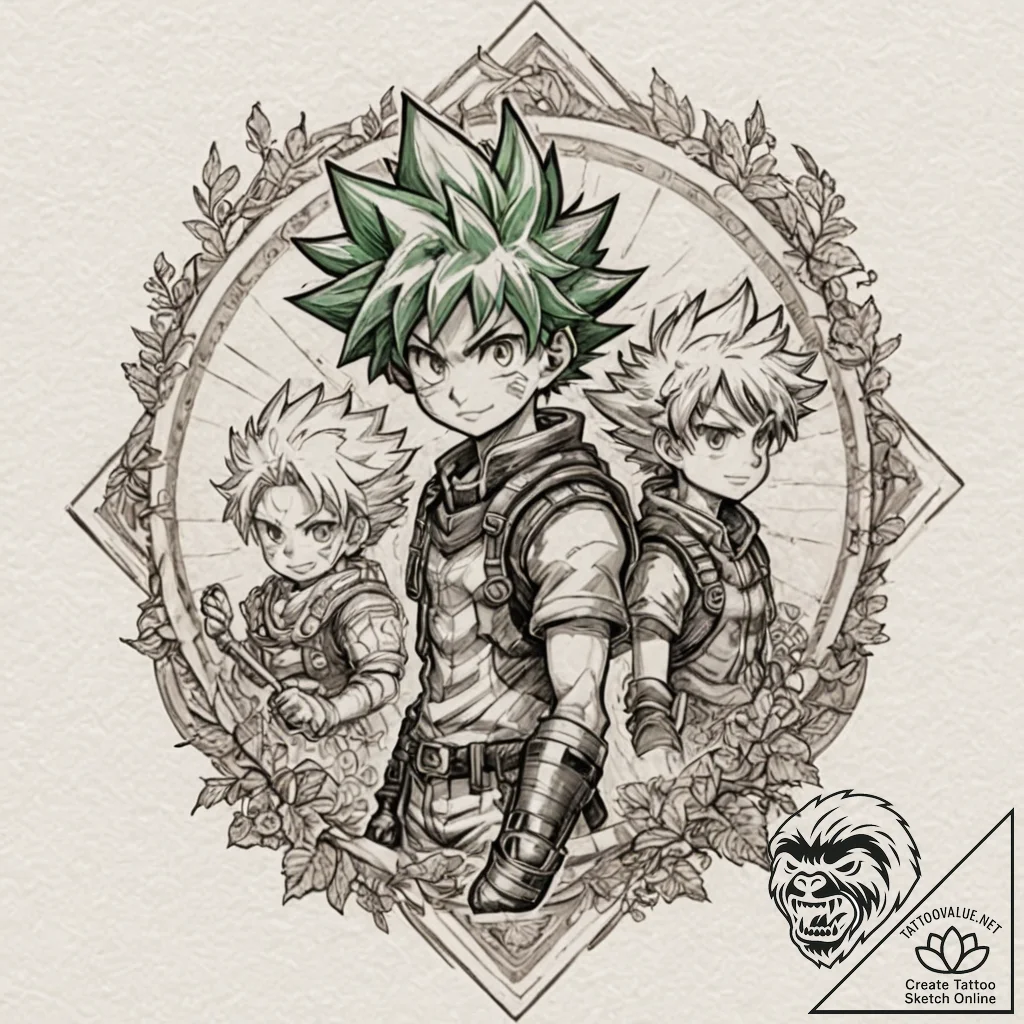 A watercolor sketch of the main characters fr... - tattoo sketch (№1751100378_0, 28.06.2025 08:46) — tattoovalue.net