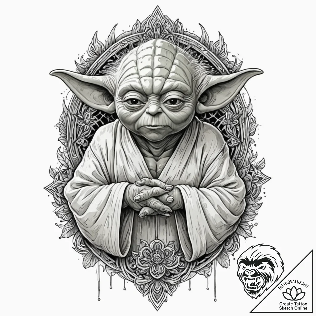 20. sketch of master yoda, deep in thought, h... - tattoo sketch (№1751100562_0, 28.06.2025 08:49) — tattoovalue.net