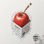 A neo-traditional tattoo of a “red apple” cig… – tattoo sketch (№1751100668_0, 28.06.2025 08:51) — tattoovalue.net
