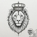Lion with crown, tattoo drawing outline, mute… – tattoo sketch (№1751100961_0, 28.06.2025 08:56) — tattoovalue.net