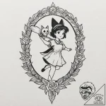 A neo-traditional tattoo of kiki from kiki’s… – tattoo sketch (№1751101070_0, 28.06.2025 08:57) — tattoovalue.net