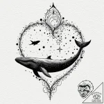 A whale silhouette filled with a starry sky,… – tattoo sketch (№1751101297_0, 28.06.2025 09:01) — tattoovalue.net