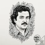 A trash polka portrait of pablo escobar from… – tattoo sketch (№1751101817_0, 28.06.2025 09:10) — tattoovalue.net