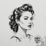 Neo-traditional portrait of rachael, with her… – tattoo sketch (№1751101924_0, 28.06.2025 09:12) — tattoovalue.net