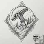 Alien landscape, artistic tattoo sketch, stud… – tattoo sketch (№1751102028_0, 28.06.2025 09:13) — tattoovalue.net