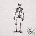 Skeleton, tattoo sketch design, sepia tone sk… – tattoo sketch (№1751102512_0, 28.06.2025 09:21) — tattoovalue.net