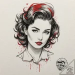 Neo-traditional portrait of rachael, with her… – tattoo sketch (№1751102811_0, 28.06.2025 09:26) — tattoovalue.net