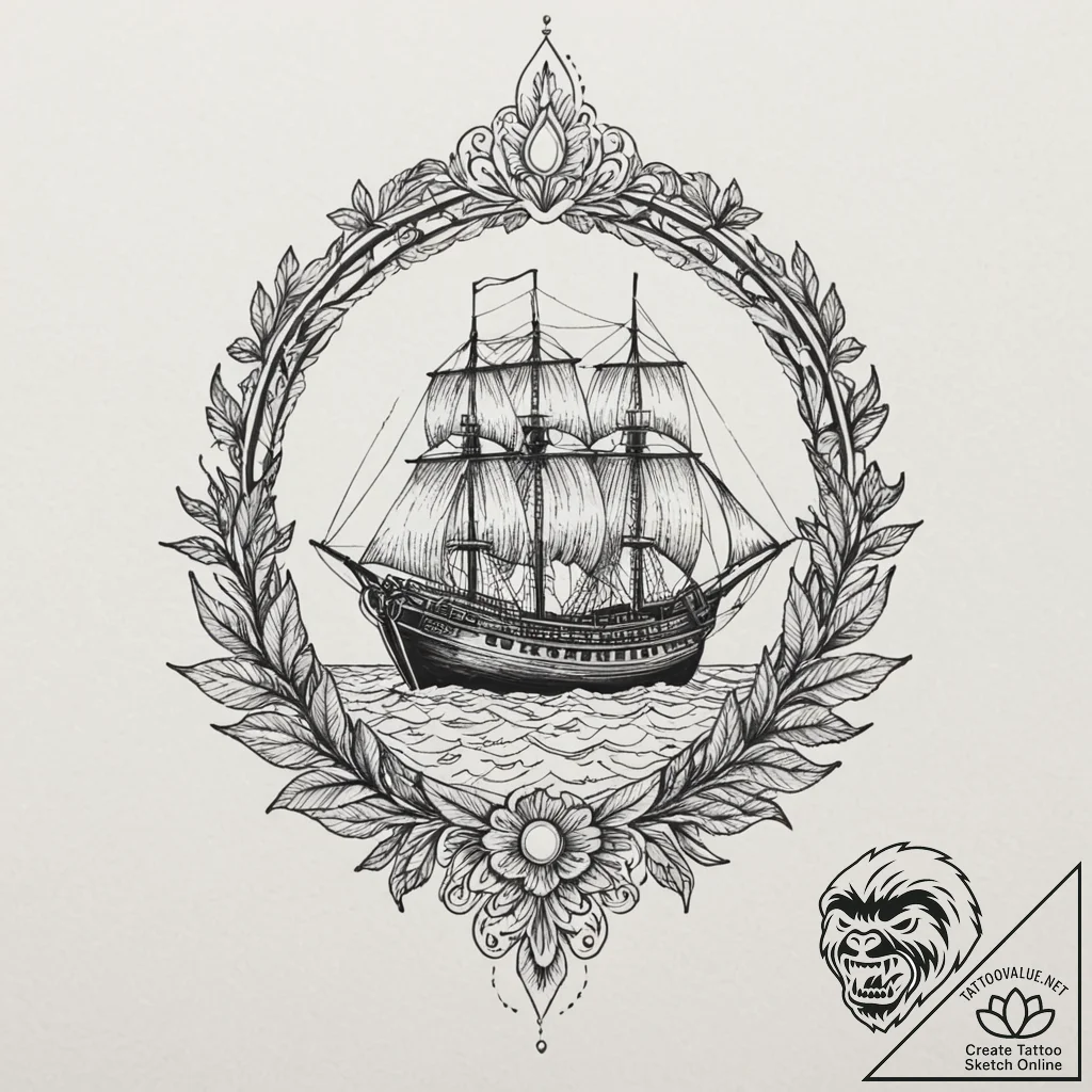 A neo-traditional tattoo of the serenity ship... - tattoo sketch (№1751103117_0, 28.06.2025 09:31) — tattoovalue.net