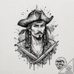 Pirate, tattoo flash sheet design, watercolor… – tattoo sketch (№1751103479_0, 28.06.2025 09:37) — tattoovalue.net