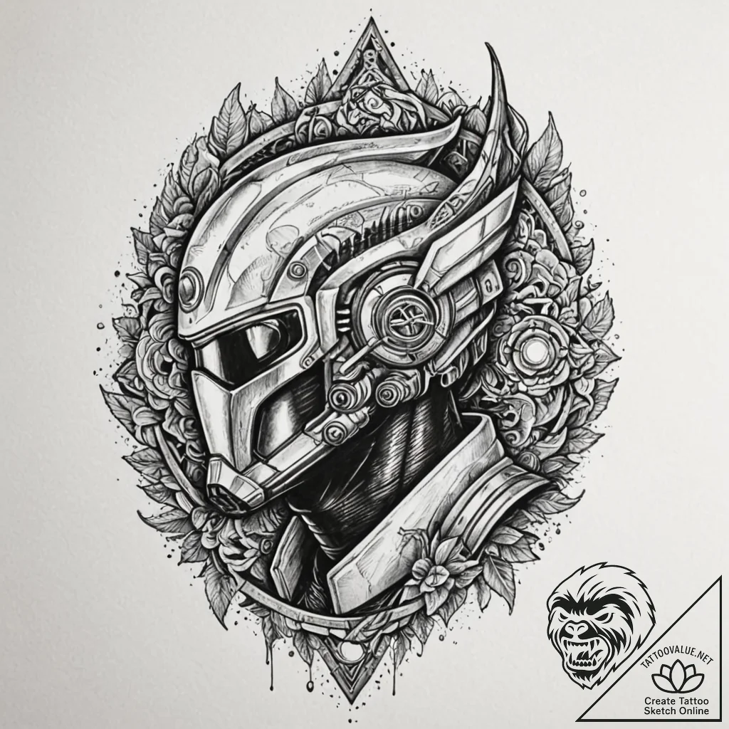 A linework tattoo of star-lord's helmet,, tat... - tattoo sketch (№1751103584_0, 28.06.2025 09:39) — tattoovalue.net