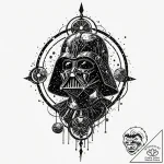 Linework tattoo design of darth vader’s silho… – tattoo sketch (№1751103769_0, 28.06.2025 09:42) — tattoovalue.net