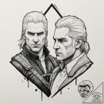 A neo-traditional tattoo of geralt and jaskie… – tattoo sketch (№1751105121_0, 28.06.2025 10:05) — tattoovalue.net