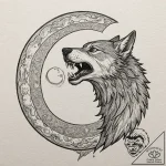A sketch of a werewolf howling at the full mo… – tattoo sketch (№1751105229_0, 28.06.2025 10:07) — tattoovalue.net