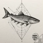 Pike, artistic tattoo sketch, dotwork tattoo… – tattoo sketch (№1751105348_0, 28.06.2025 10:09) — tattoovalue.net